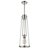 Jade 1-Light Polished Nickel Pendant With Vertical Structural Frames - Homeroots