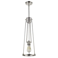 Jade 1-Light Polished Nickel Pendant With Vertical Structural Frames - Homeroots