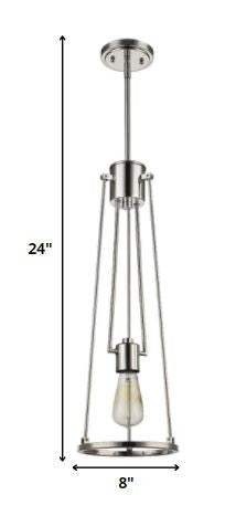 Jade 1-Light Polished Nickel Pendant With Vertical Structural Frames - Homeroots - Flyclothing LLC