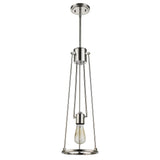 Jade 1-Light Polished Nickel Pendant With Vertical Structural Frames - Homeroots