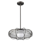 Loft 1-Light Oil-Rubbed Bronze Wire Globe Pendant With Etched Glass Interior Shade - Homeroots - Flyclothing LLC