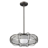 Loft 1-Light Oil-Rubbed Bronze Wire Globe Pendant With Etched Glass Interior Shade