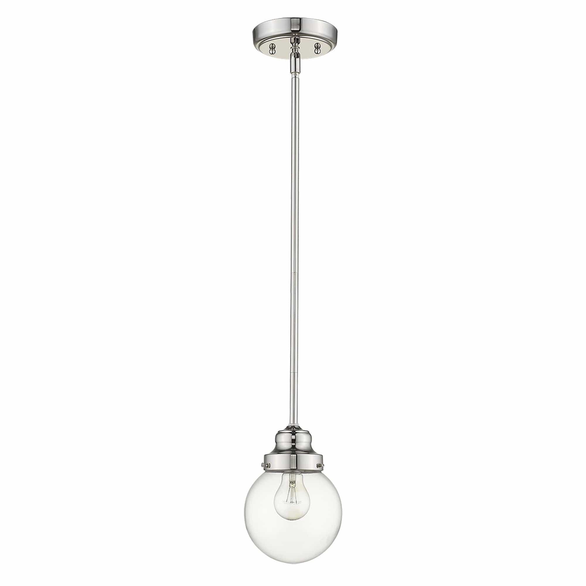 Silver Metal Hanging with Round Clear Glass Shade - Homeroots