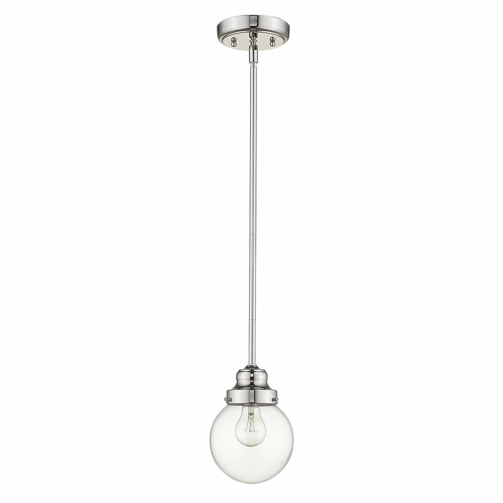 Silver Metal Hanging with Round Clear Glass Shade - Homeroots