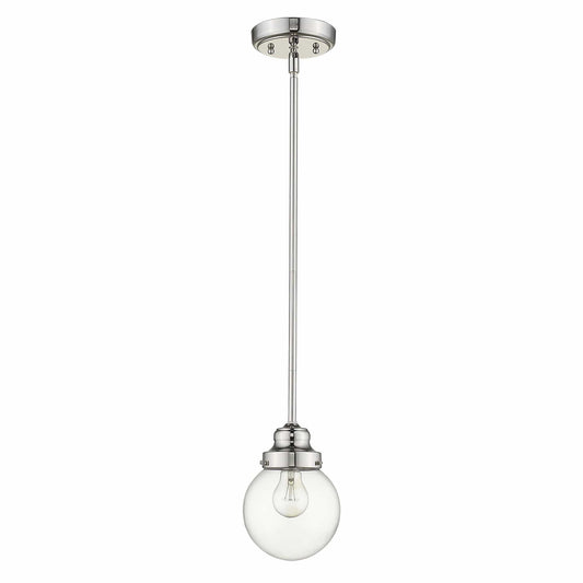 Silver Metal Hanging with Round Clear Glass Shade - Homeroots
