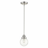 Silver Metal Hanging with Round Clear Glass Shade - Homeroots