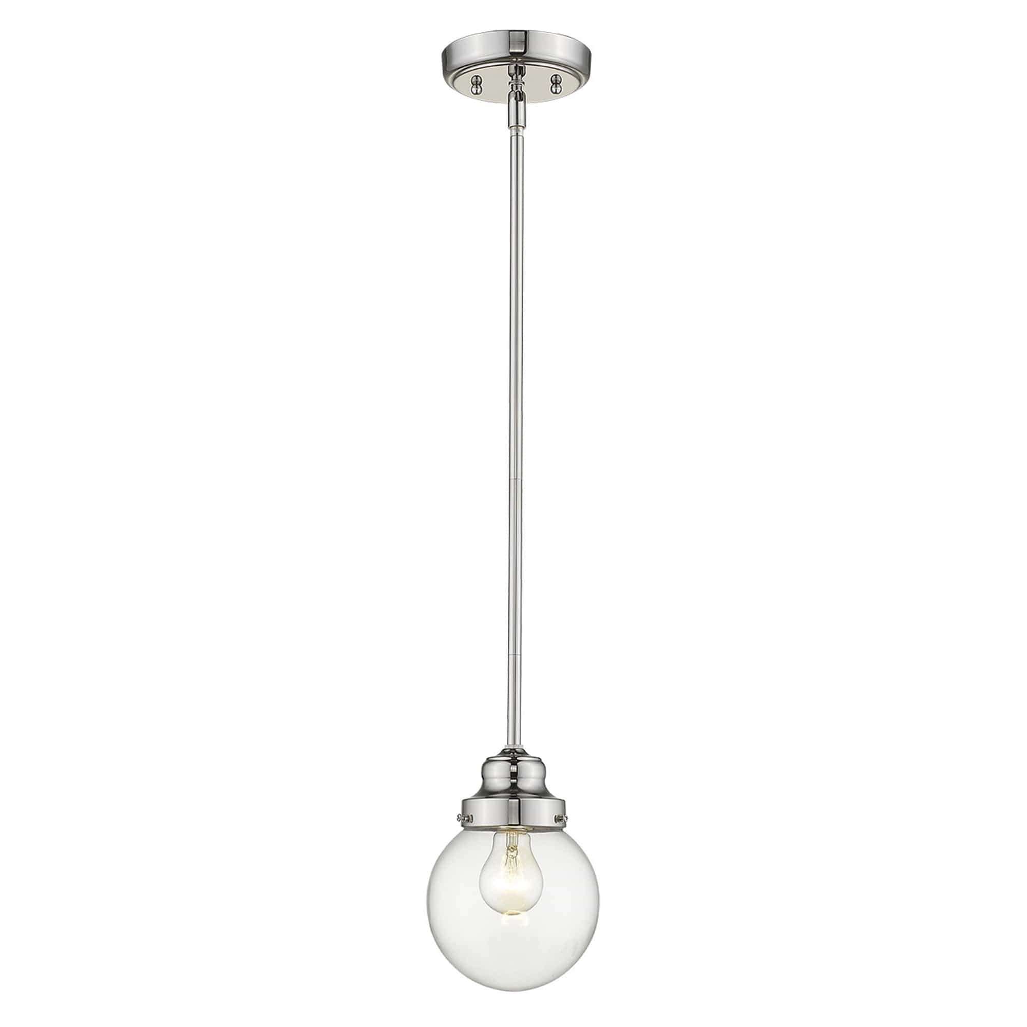 Silver Metal Hanging with Round Clear Glass Shade - Homeroots