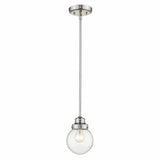 Silver Metal Hanging with Round Clear Glass Shade - Homeroots