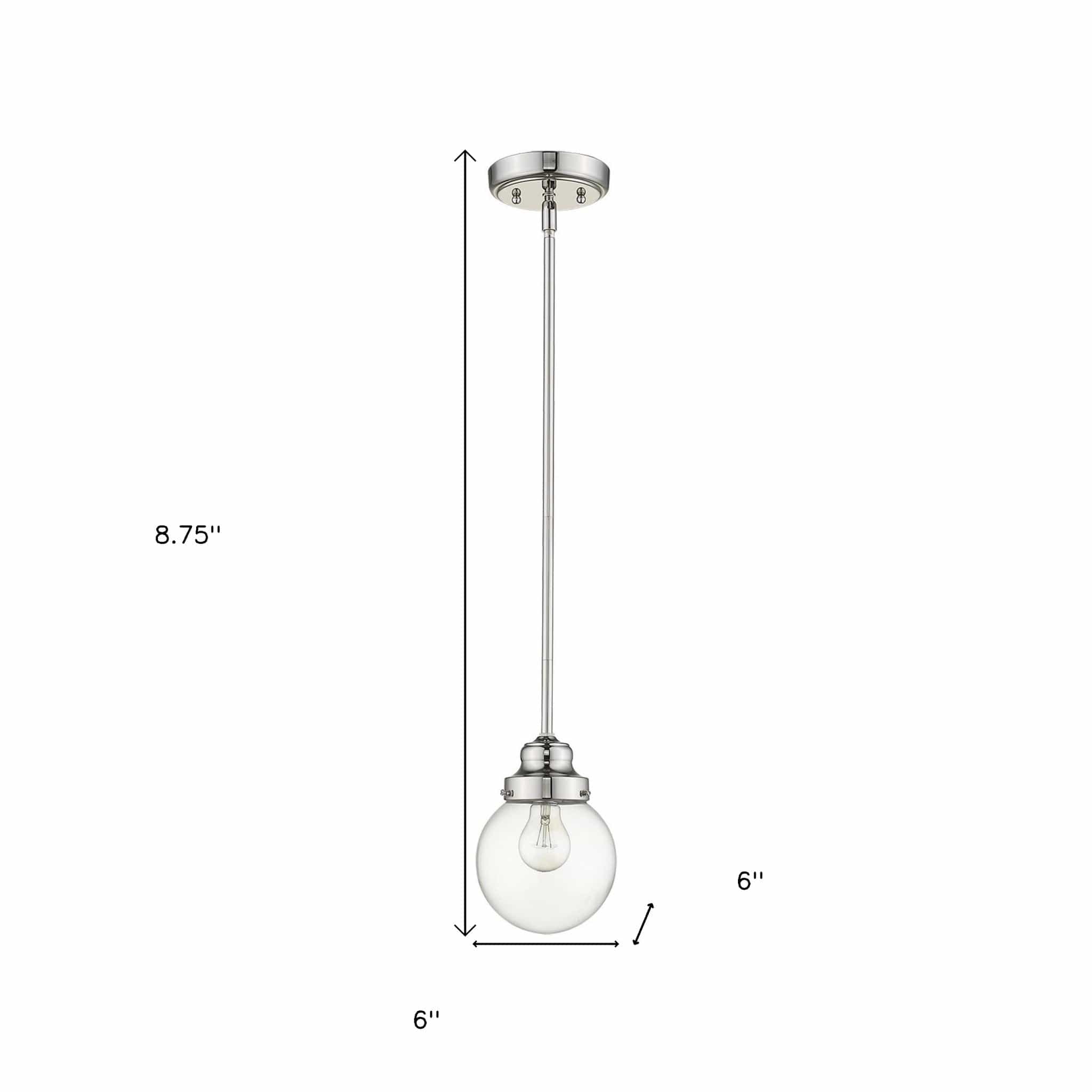 Silver Metal Hanging with Round Clear Glass Shade - Homeroots