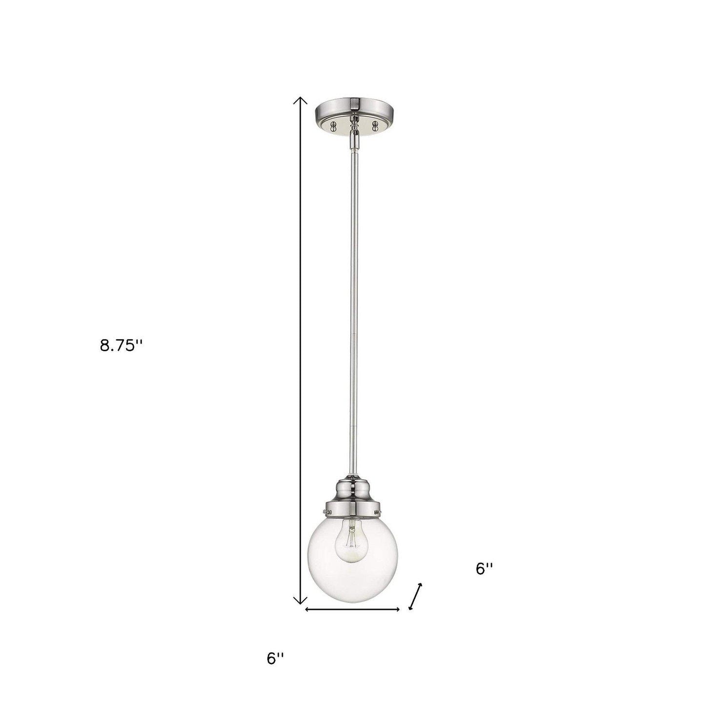 Silver Metal Hanging with Round Clear Glass Shade - Homeroots - Flyclothing LLC