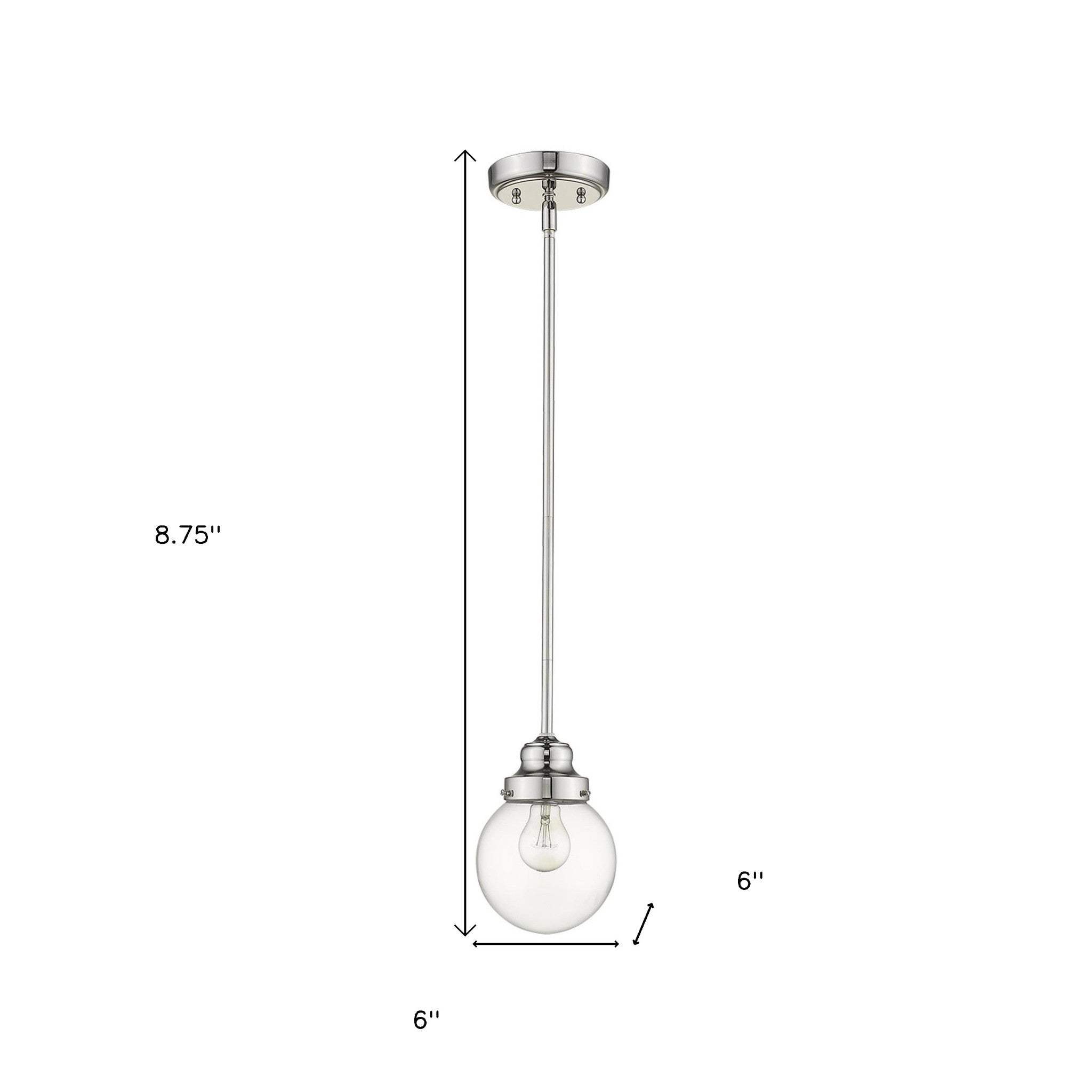 Silver Metal Hanging with Round Clear Glass Shade - Homeroots - Flyclothing LLC