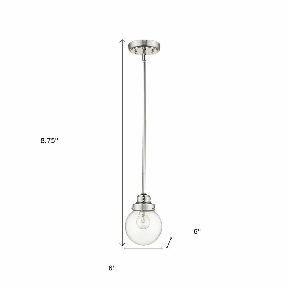 Silver Metal Hanging with Round Clear Glass Shade - Homeroots - Flyclothing LLC