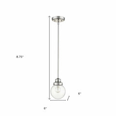 Silver Metal Hanging with Round Clear Glass Shade - Homeroots