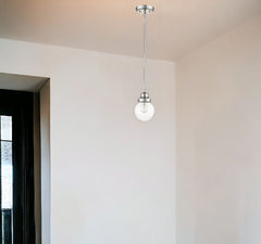 Silver Metal Hanging with Round Clear Glass Shade - Homeroots
