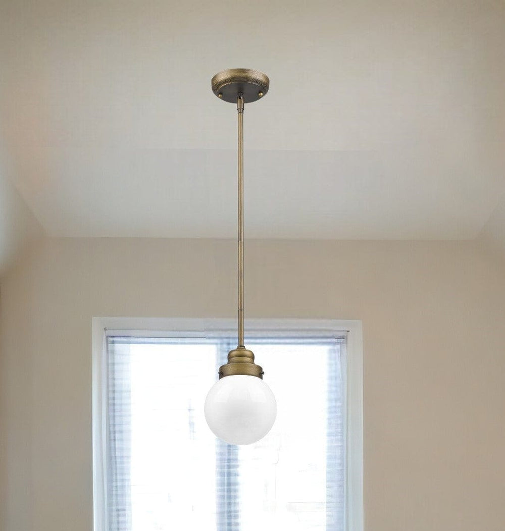 Brushed Gold Metal Hanging with Round Glass Shade - Homeroots