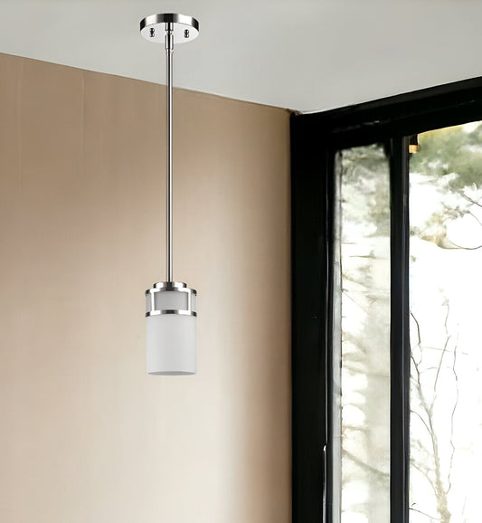 Silver Minimalist Cylindrical Hanging Light - Homeroots