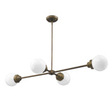 Portsmith 4-Light Raw Brass Island Pendant With White Globe Shades - Homeroots