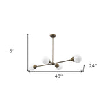 Portsmith 4-Light Raw Brass Island Pendant With White Globe Shades - Homeroots - Flyclothing LLC