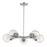 Silver Five Light Metal Dimmable Chandelier With Clear Shades - Homeroots