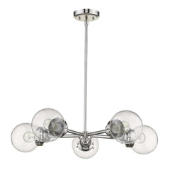 Silver Five Light Metal Dimmable Chandelier With Clear Shades - Homeroots