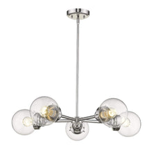 Silver Five Light Metal Dimmable Chandelier With Clear Shades - Homeroots