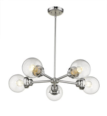 Silver Five Light Metal Dimmable Chandelier With Clear Shades - Homeroots