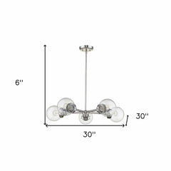 Silver Five Light Metal Dimmable Chandelier With Clear Shades - Homeroots