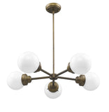Bronze Five Light Metal Dimmable Chandelier With White Shades - Homeroots