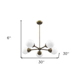 Bronze Five Light Metal Dimmable Chandelier With White Shades - Homeroots - Flyclothing LLC