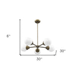 Bronze Five Light Metal Dimmable Chandelier With White Shades - Homeroots
