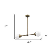 Portsmith 2-Light Raw Brass Island Pendant With White Globe Shades