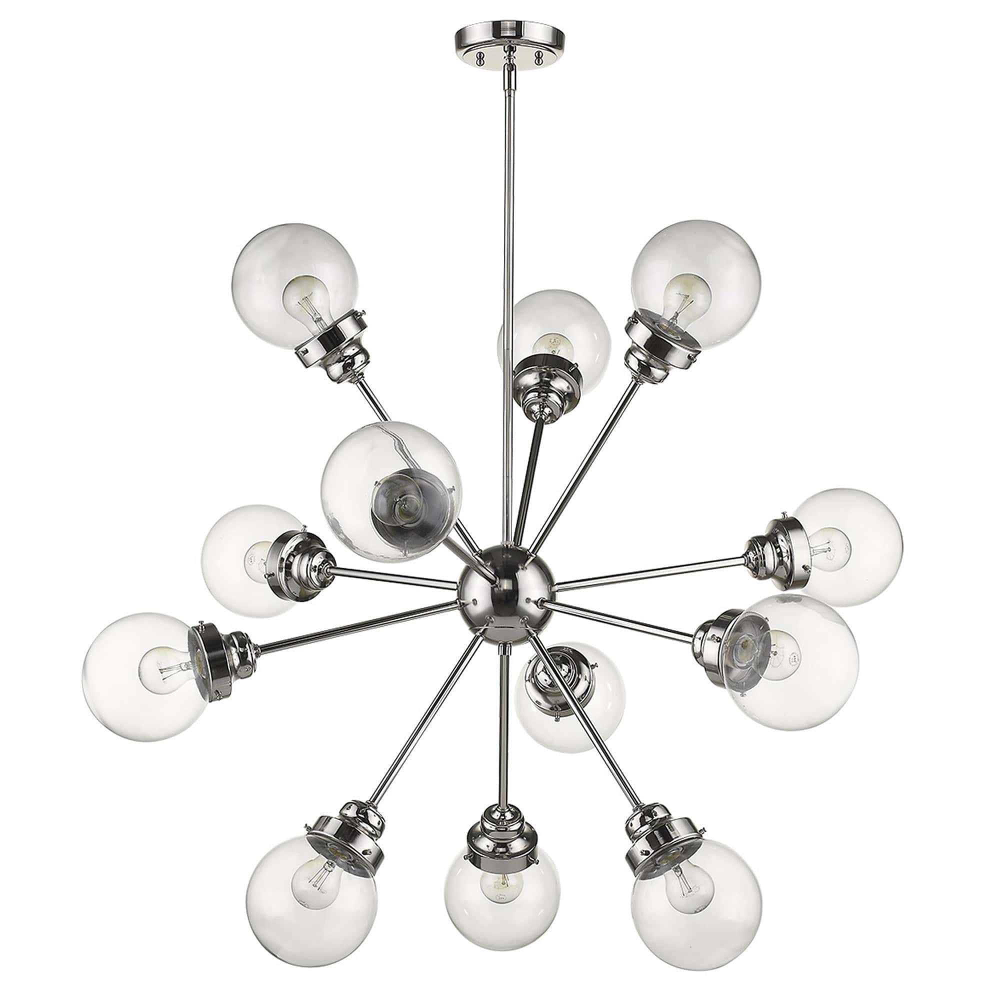 Silver Sputnik Twelve Light Metal Dimmable Chandelier With Clear Shades - Homeroots