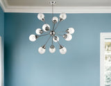 Silver Sputnik Twelve Light Metal Dimmable Chandelier With Clear Shades - Homeroots