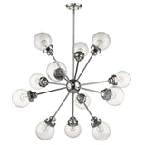 Silver Sputnik Twelve Light Metal Dimmable Chandelier With Clear Shades - Homeroots