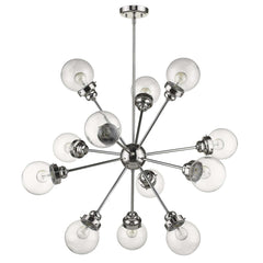 Silver Sputnik Twelve Light Metal Dimmable Chandelier With Clear Shades - Homeroots