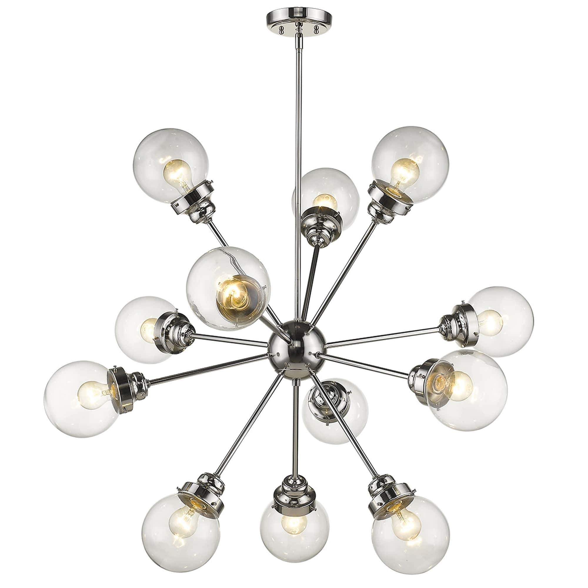 Silver Sputnik Twelve Light Metal Dimmable Chandelier With Clear Shades - Homeroots
