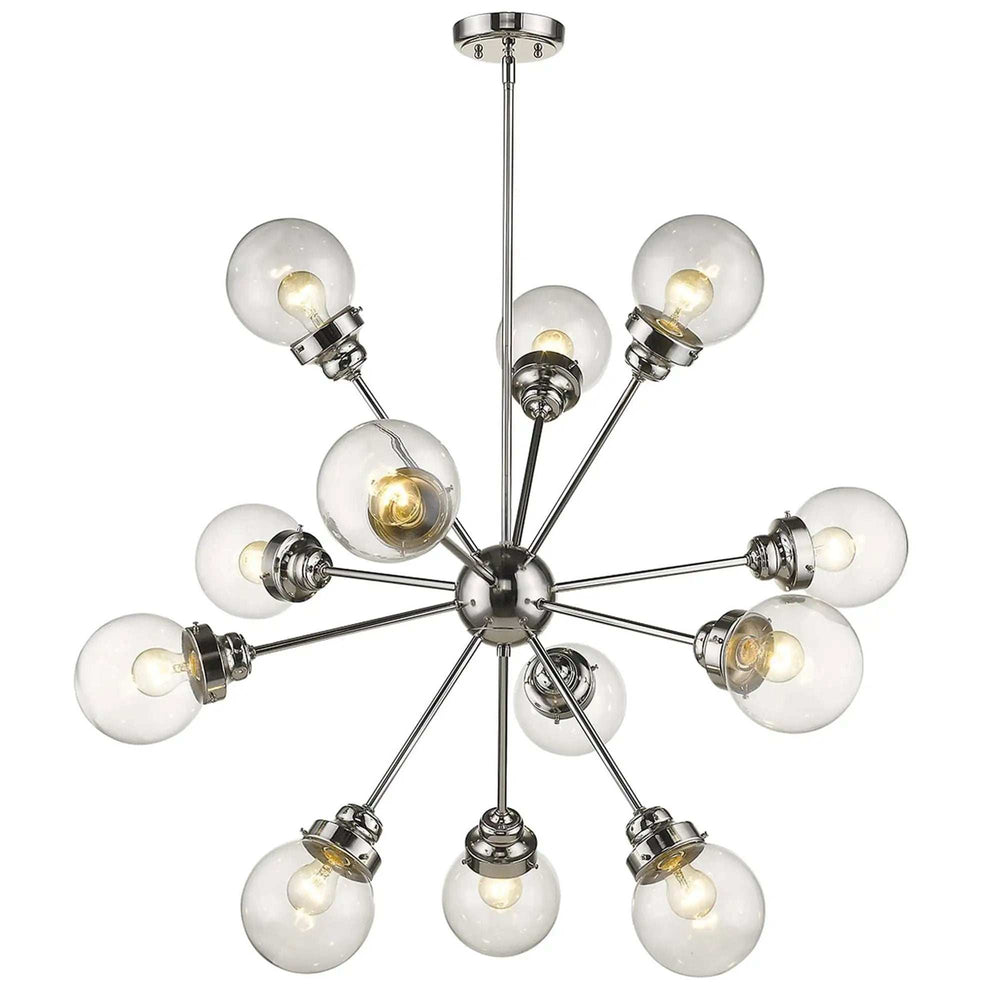 Silver Sputnik Twelve Light Metal Dimmable Chandelier With Clear Shades - Homeroots - Flyclothing LLC