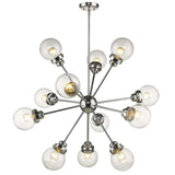 Silver Sputnik Twelve Light Metal Dimmable Chandelier With Clear Shades - Homeroots