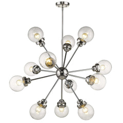 Silver Sputnik Twelve Light Metal Dimmable Chandelier With Clear Shades - Homeroots