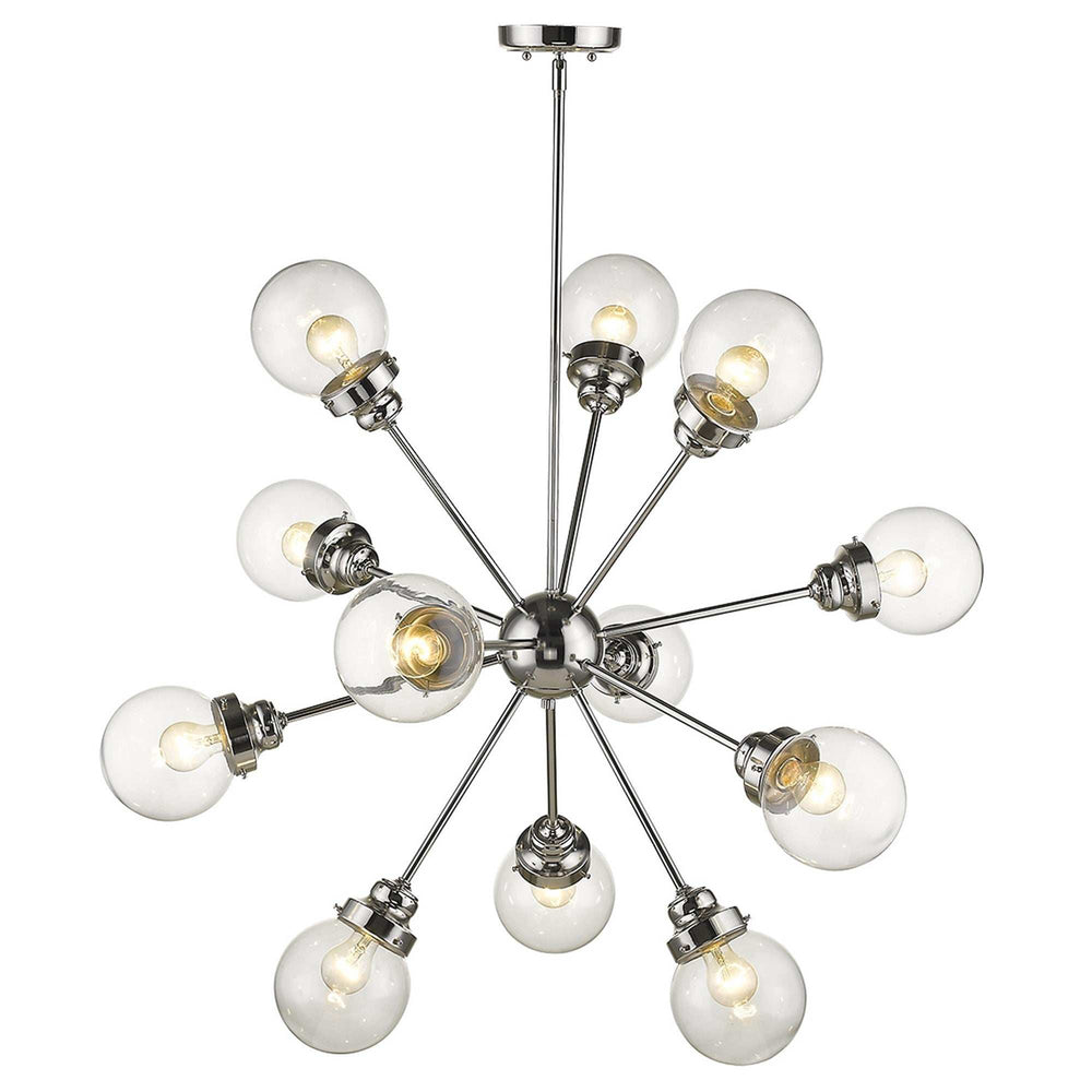 Silver Sputnik Twelve Light Metal Dimmable Chandelier With Clear Shades - Homeroots - Flyclothing LLC