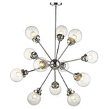Silver Sputnik Twelve Light Metal Dimmable Chandelier With Clear Shades - Homeroots