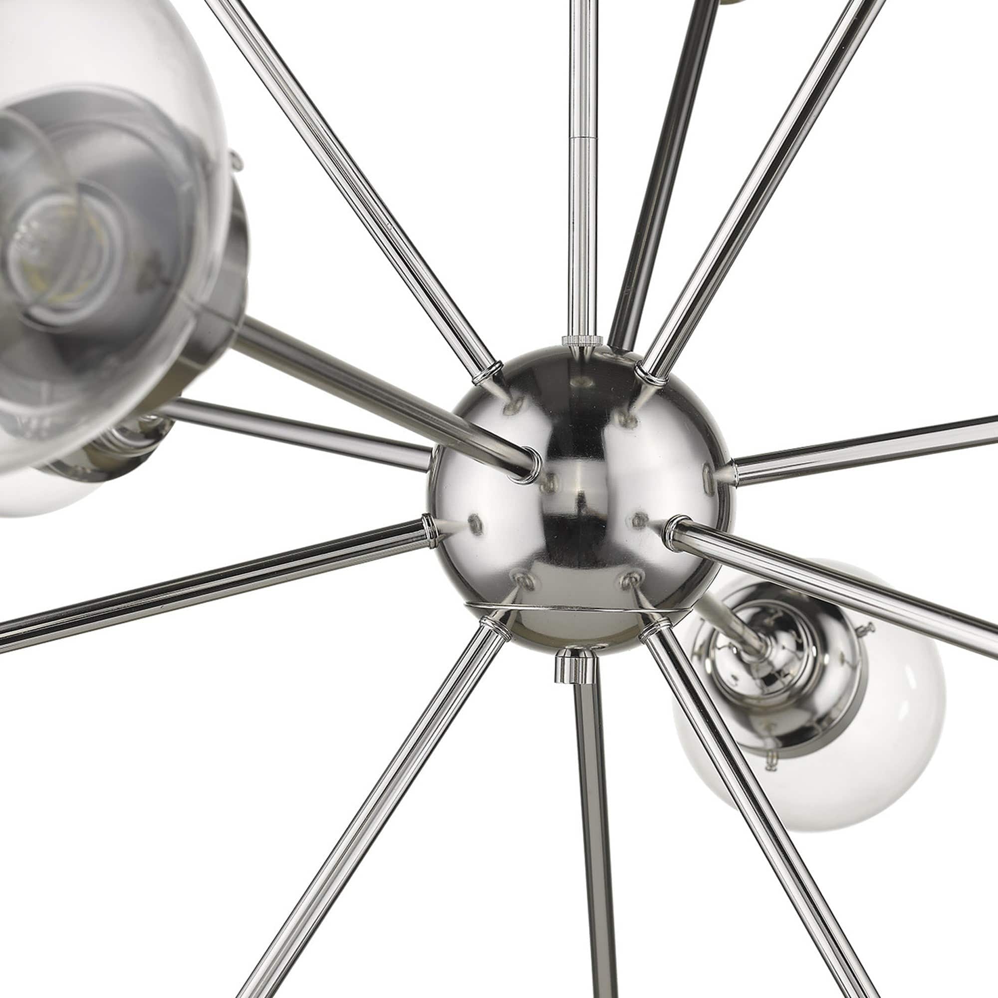 Silver Sputnik Twelve Light Metal Dimmable Chandelier With Clear Shades - Homeroots