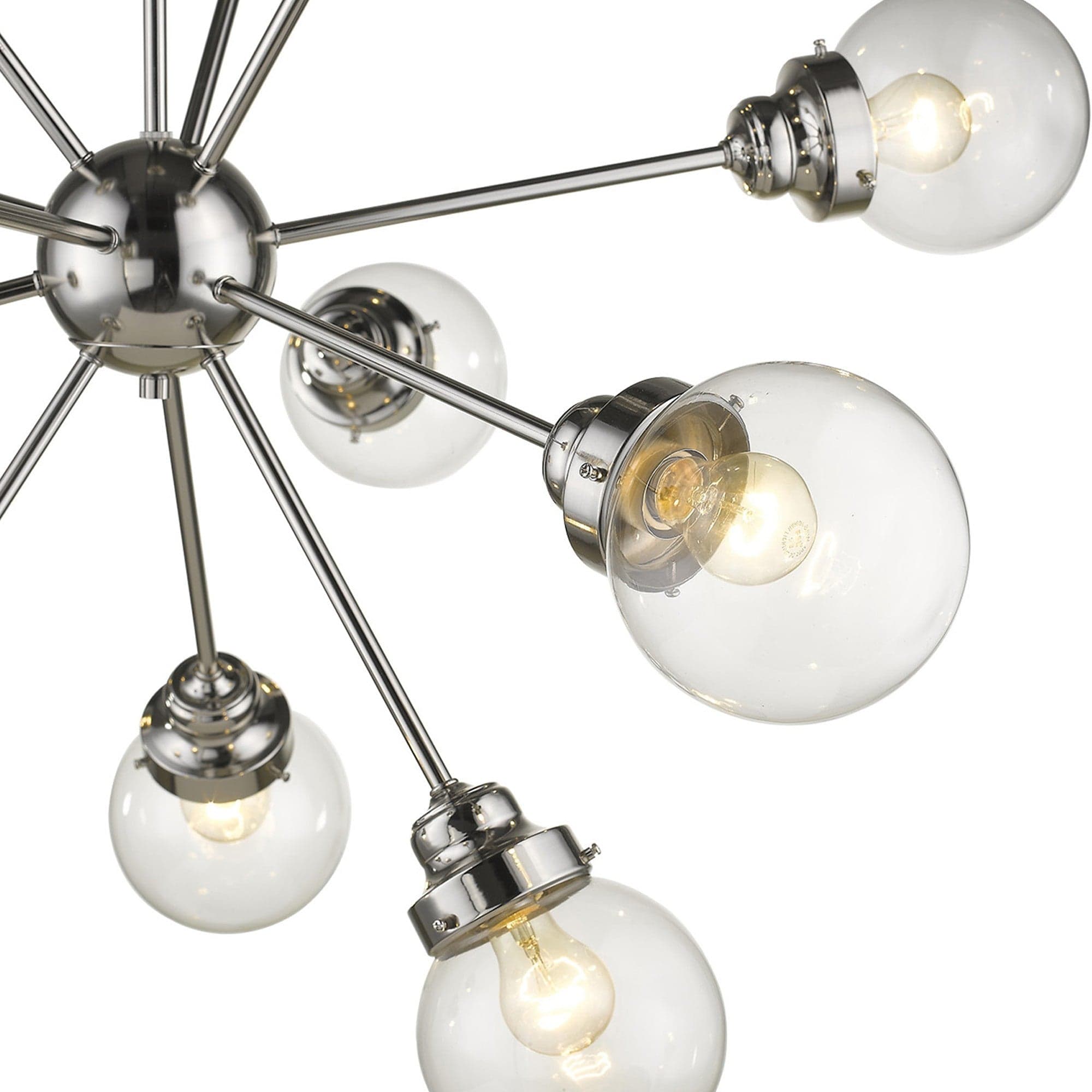 Silver Sputnik Twelve Light Metal Dimmable Chandelier With Clear Shades - Homeroots