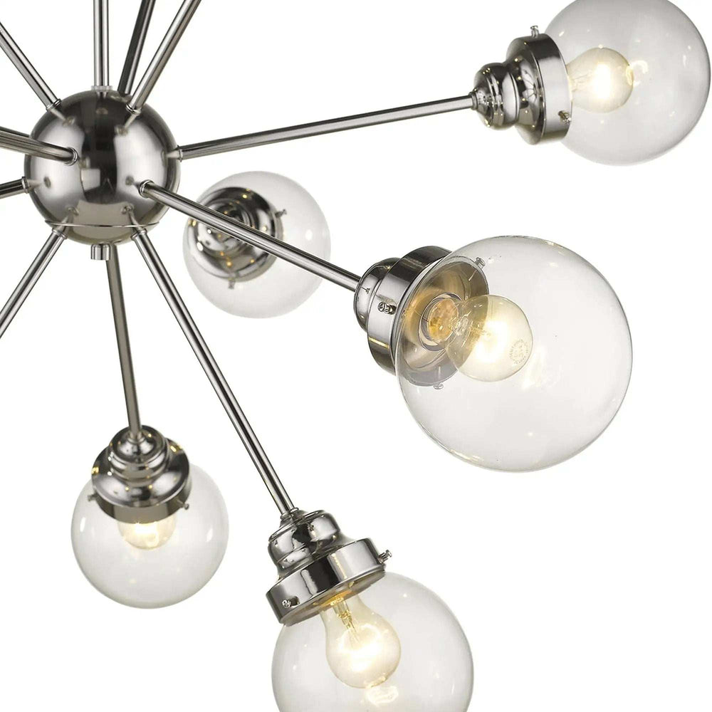 Silver Sputnik Twelve Light Metal Dimmable Chandelier With Clear Shades - Homeroots - Flyclothing LLC