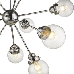 Silver Sputnik Twelve Light Metal Dimmable Chandelier With Clear Shades - Homeroots
