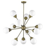 Bronze Sputnik Twelve Light Frosted Metal Dimmable Chandelier With Off White Shades - Homeroots