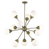 Bronze Sputnik Twelve Light Frosted Metal Dimmable Chandelier With Off White Shades - Homeroots