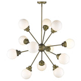 Bronze Sputnik Twelve Light Frosted Metal Dimmable Chandelier With Off White Shades - Homeroots