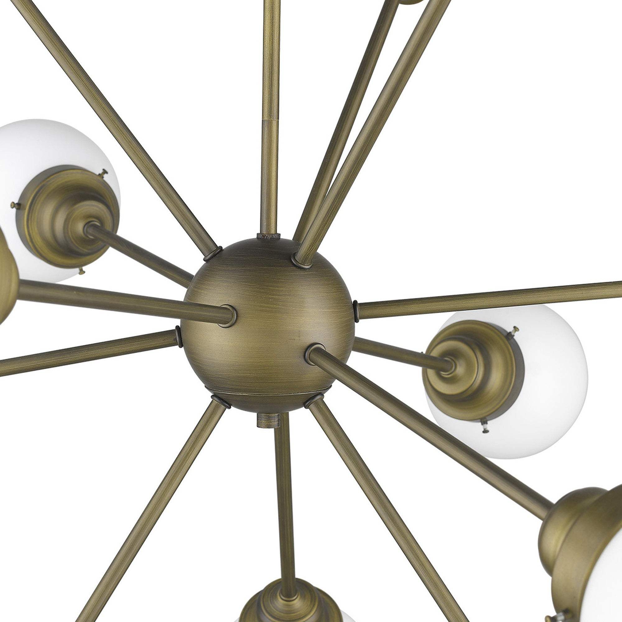Bronze Sputnik Twelve Light Frosted Metal Dimmable Chandelier With Off White Shades - Homeroots - Flyclothing LLC