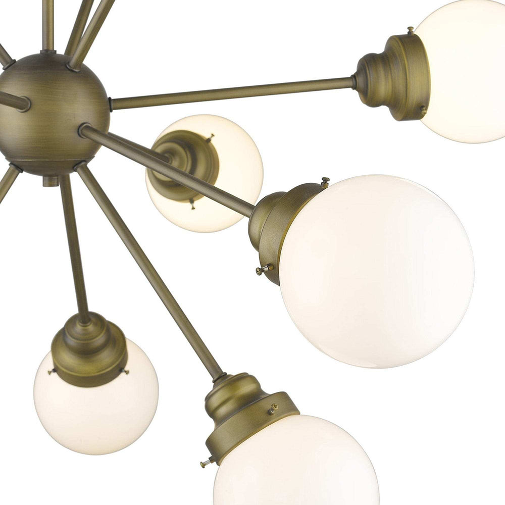Bronze Sputnik Twelve Light Frosted Metal Dimmable Chandelier With Off White Shades - Homeroots - Flyclothing LLC